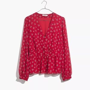 Madewell V-neck Peplum Top in Little lilies